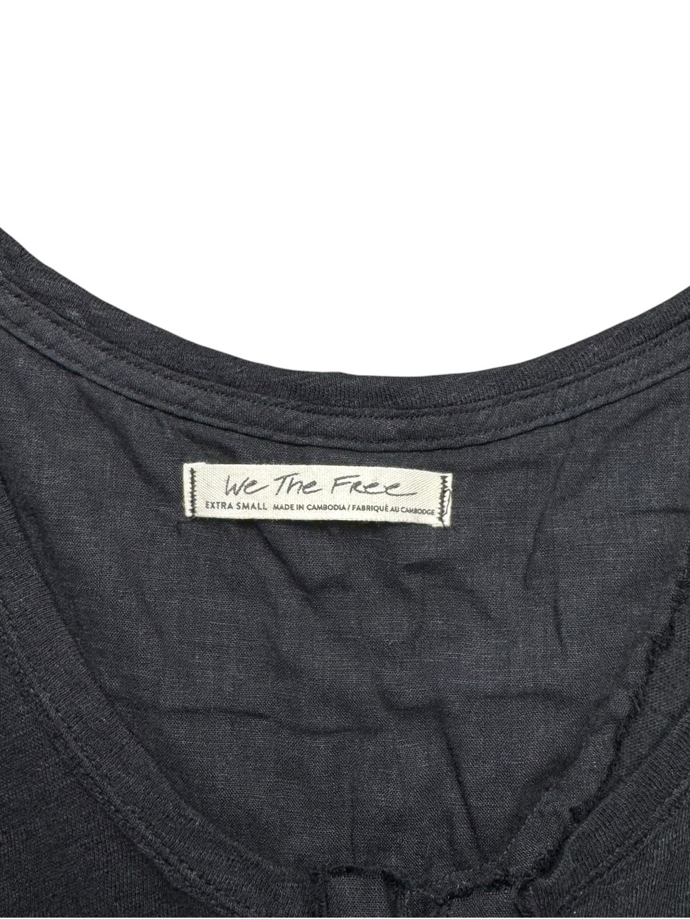 We The Free Black Sleeveless Henley Linen and Cotton Tank Size XS - Fringe Boho - Picture 3 of 5